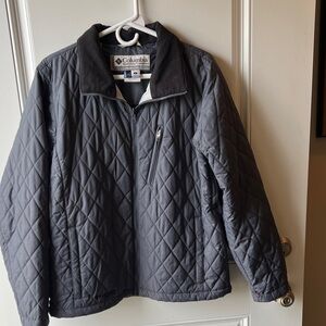 Columbia Quilted Jacket in Charcoal Gray with Black Collar